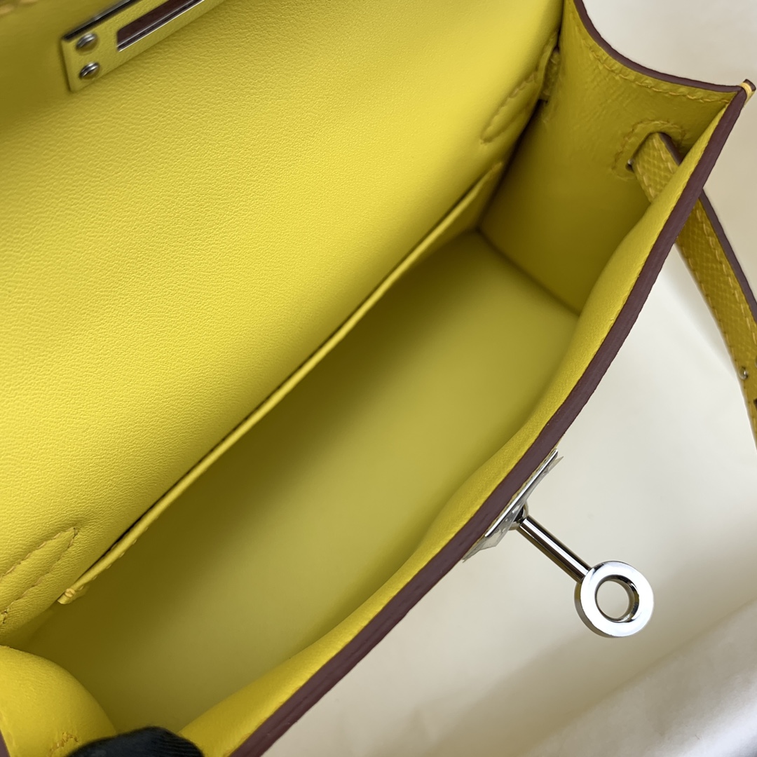 Hermes Kelly Mini II Bag 19CM In Lemon Yellow Epsom Leather